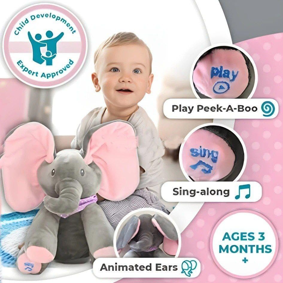 Singing Elephant Peekaboo with Moving Ears