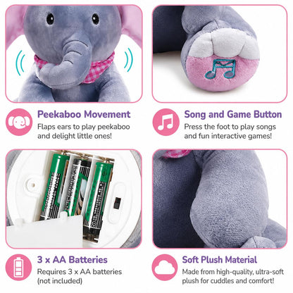 Singing Elephant Peekaboo with Moving Ears