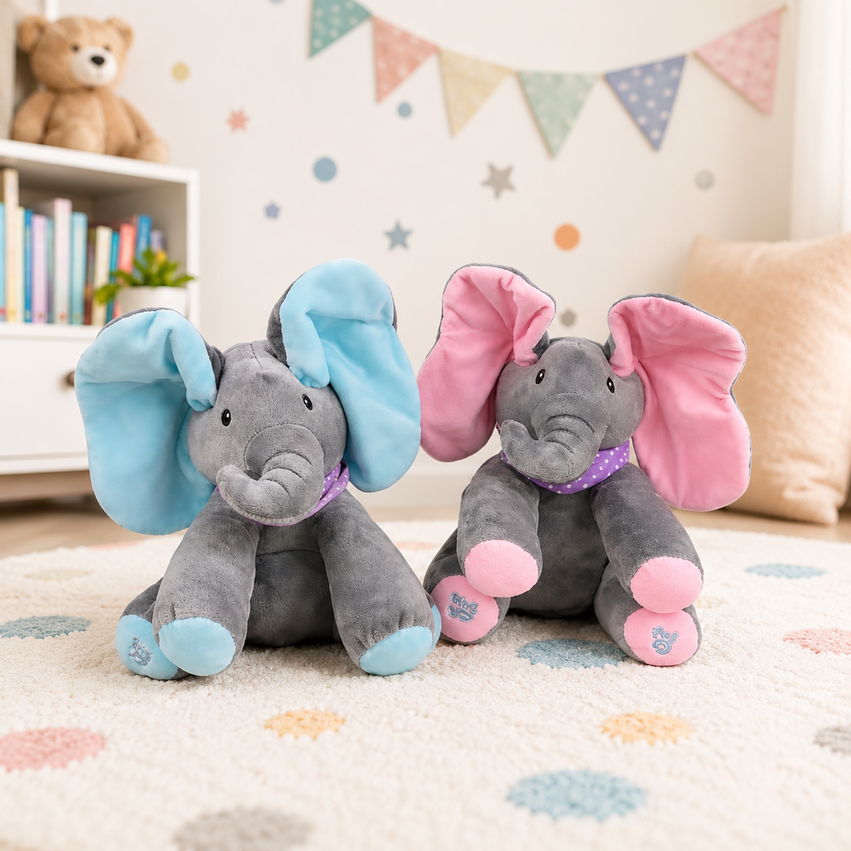 Singing Elephant Peekaboo with Moving Ears