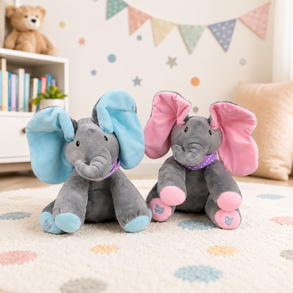 Singing Elephant Peekaboo with Moving Ears