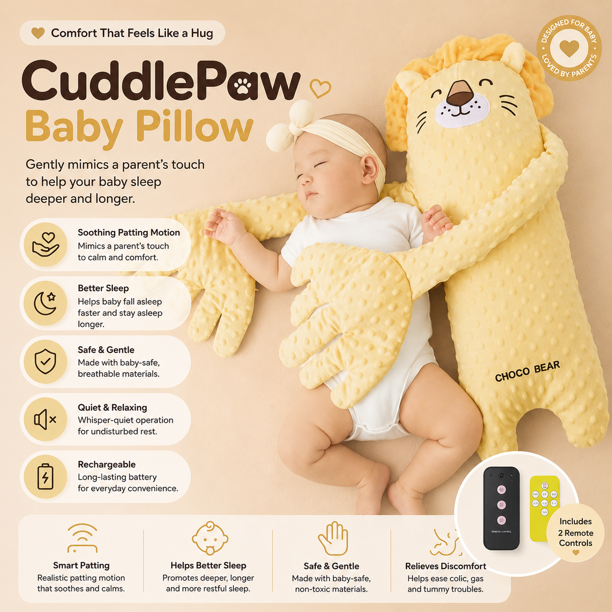 CuddlePaw Baby Pillow
